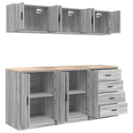Armadi da Garage 6 pz Grigio Sonoma in Legno truciolato