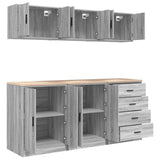 Armadi da Garage 6 pz Grigio Sonoma in Legno truciolato