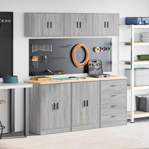Armadi da Garage 6 pz Grigio Sonoma in Legno truciolato