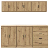 Armadi da Garage 6 pz Rovere Artigianale in Legno truciolato