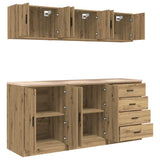 Armadi da Garage 6 pz Rovere Artigianale in Legno truciolato
