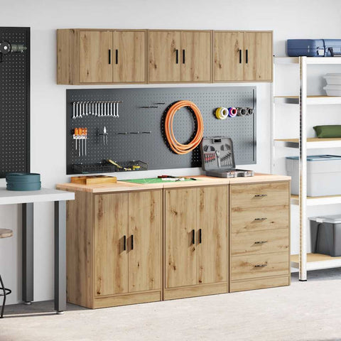Armadi da Garage 6 pz Rovere Artigianale in Legno truciolato