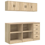 Armadi da Garage 6 pz Rovere Sonoma in Legno truciolato