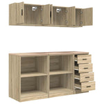 Armadi da Garage 6 pz Rovere Sonoma in Legno truciolato