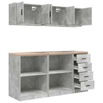 Armadi da Garage 6 pz Grigio Cemento in Legno truciolato