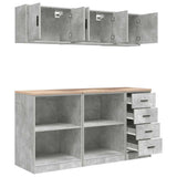 Armadi da Garage 6 pz Grigio Cemento in Legno truciolato