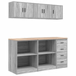 Armadi da Garage 6 pz Grigio Sonoma in Legno truciolato
