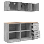 Armadi da Garage 6 pz Grigio Sonoma in Legno truciolato