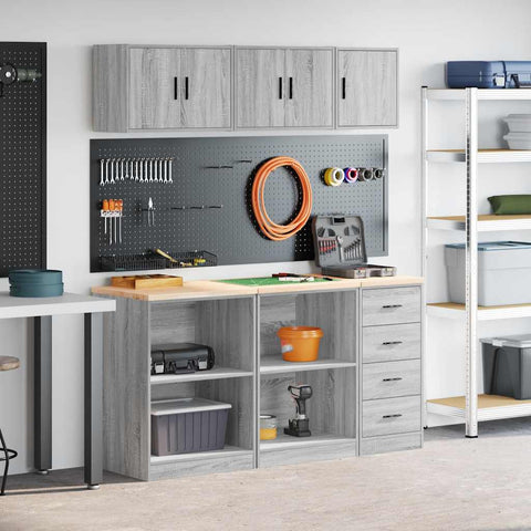 Armadi da Garage 6 pz Grigio Sonoma in Legno truciolato