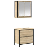 Set Mobili da Bagno 2 pz Rovere Sonoma in Legno truciolato