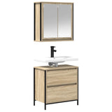 Set Mobili da Bagno 2 pz Rovere Sonoma in Legno truciolato