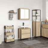 Set Mobili da Bagno 2 pz Rovere Sonoma in Legno truciolato