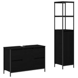 Set di mobili per il bagno con cassetto 2 pcs Rovere nero