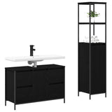 Set di mobili per il bagno con cassetto 2 pcs Rovere nero