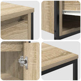 Set di mobili per il bagno con porta 2 pcs Rovere Sonoma e Nero