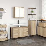 Set di mobili per il bagno con porta 2 pcs Rovere Sonoma e Nero