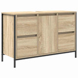 Set di mobili per il bagno con porta 2 pcs Rovere Sonoma e Nero