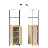 Set di mobili per il bagno con porta 2 pcs Rovere Sonoma e Nero