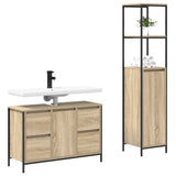 Set di mobili per il bagno con porta 2 pcs Rovere Sonoma e Nero