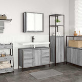 Set di mobili per il bagno con porta 2 pcs Grigio sonoma e Nero