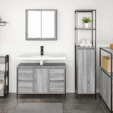 Set di mobili per il bagno con porta 2 pcs Grigio sonoma e Nero