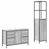 Set di mobili per il bagno con porta 2 pcs Grigio sonoma e Nero