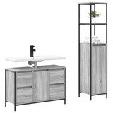 Set di mobili per il bagno con porta 2 pcs Grigio sonoma e Nero