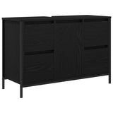 Set di mobili per il bagno con cassetto 2 pcs Rovere nero