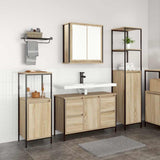 Set di mobili per il bagno con porta 3 pcs Rovere Sonoma e Nero