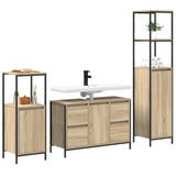 Set di mobili per il bagno con porta 3 pcs Rovere Sonoma e Nero
