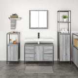 Set di mobili per il bagno con porta 3 pcs Grigio sonoma e Nero