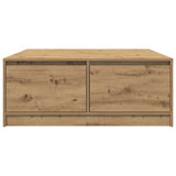 Tavolino Salotto con Cassetti Rovere Artigianale 100x100x40 cm