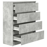 Credenza Grigio Cemento 80x35x99 cm in Legno truciolato
