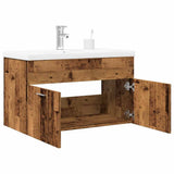 Set Mobili da Bagno 2 pz Legno Antico in Legno truciolato