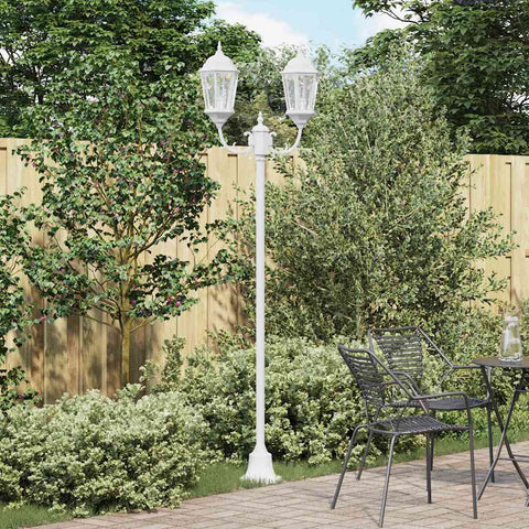 Posto Luce da Giardino Bianco Alluminio e Vetro