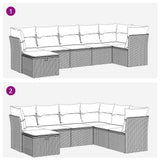 Set Divani da Giardino con Cuscini 7pz Nero Polyrattan