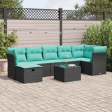 Set Divani da Giardino con Cuscini 8 pz Nero in Polyrattan