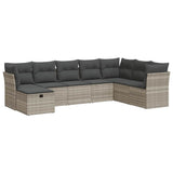 Set Divano da Giardino 8pz con Cuscini Grigio Chiaro Polyrattan