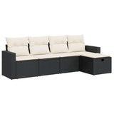 Set Divani da Giardino 5 pz con Cuscini in Polyrattan Nero