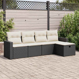 Set Divani da Giardino 5 pz con Cuscini in Polyrattan Nero