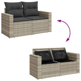 Set Divano da Giardino 5pz con Cuscini Grigio Chiaro Polyrattan