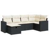 Set Divano da Giardino 6 pz con Cuscini Nero in Polyrattan