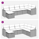 Set Divani da Giardino 7pz con Cuscini Grigio Chiaro Polyrattan
