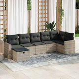 Set Divani da Giardino 7pz con Cuscini Grigio Chiaro Polyrattan