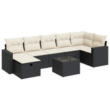 Set Divani da Giardino con Cuscini 8 pz Nero in Polyrattan