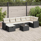 Set Divani da Giardino con Cuscini 8 pz Nero in Polyrattan
