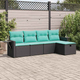 Set Divani da Giardino 5 pz con Cuscini in Polyrattan Nero
