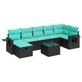 Set Divani da Giardino con Cuscini 8 pz Nero in Polyrattan