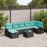 Set Divani da Giardino con Cuscini 8 pz Nero in Polyrattan