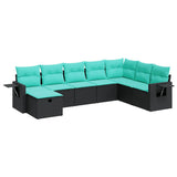 Set Divani da Giardino con Cuscini 8 pz Nero in Polyrattan